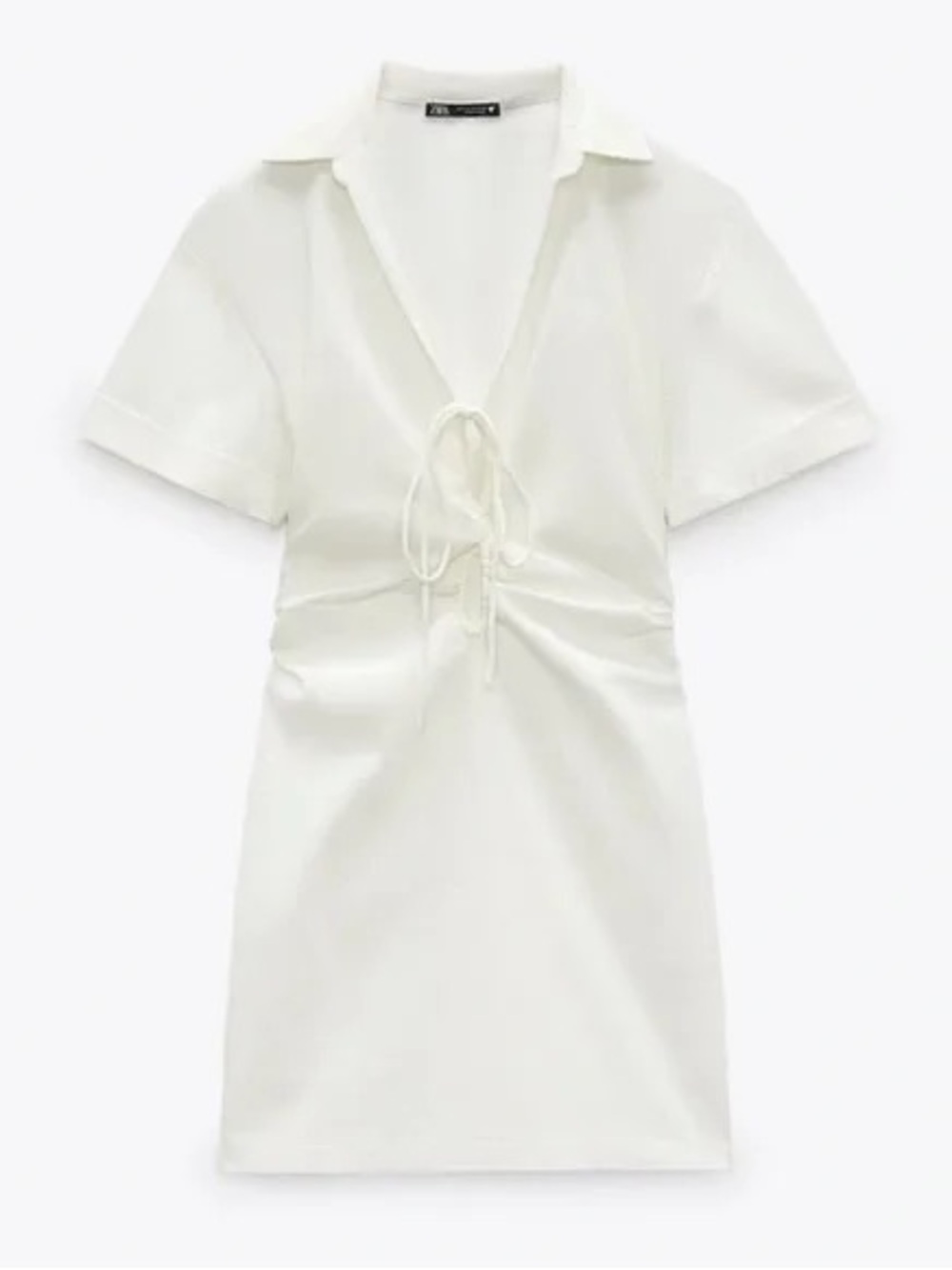 Zara White Drawstring Mini Dress
